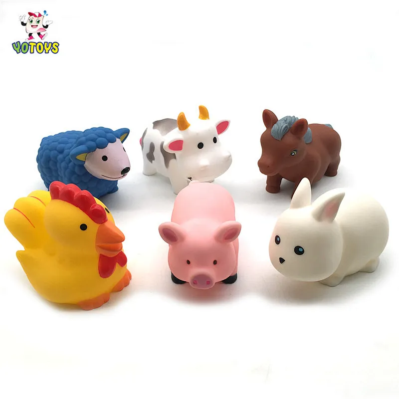 Brinquedos China Plastic Farm Animal Squirt Soft Plastic Dog Baby Bath Toys in Bulk for Kids
