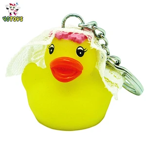 Custom Small Pvc 3d Soft Rubber Duck Key Chain Key Ring Keychain Toy Stainless Steel Metal Key chain