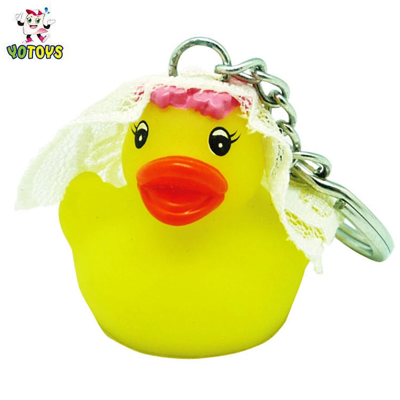 Custom Small Pvc 3d Soft Rubber Duck Key Chain Key Ring Keychain Toy Stainless Steel Metal Key chain