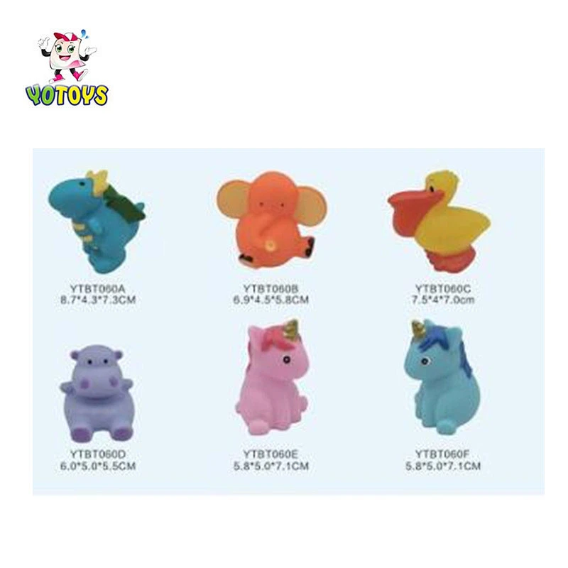 Custom plastic small blue unicorn animal figure world boys water shower baby bath toys for kids infant