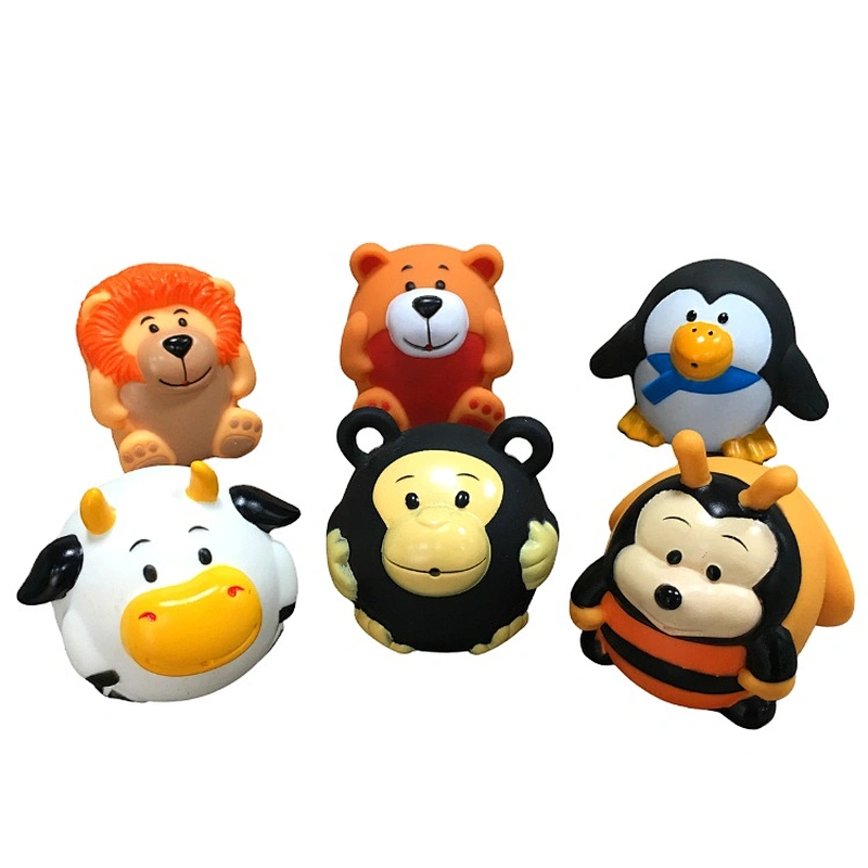 rubber cute animal lion penguin cow squirting spray water round shape bath tub toys for baby kids