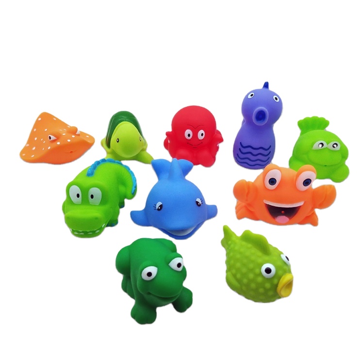 Figet 10pcs Mini Plastic Sea Animal Spielzeug Soft Baby Bath Tub Toys Set for Kids Bathroom Jouet