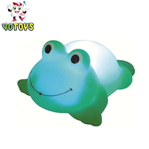 Brinquedos Juguetes Led Light Green Frog Rubber Animal Baby Flashing Light Up Bath Toy for Girls Child