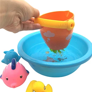 Wholesale Plastic Water Pail Stacking up Cups Game Learning Educational Beach Bath Toys for Kid Child