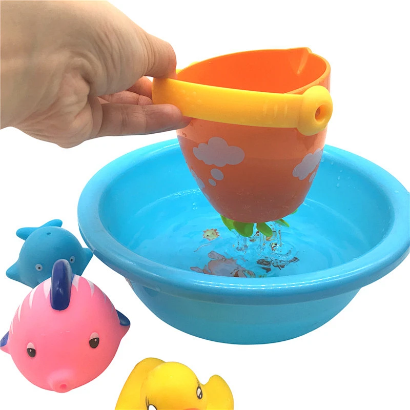 Wholesale Plastic Water Pail Stacking up Cups Game Learning Educational Beach Bath Toys for Kid Child