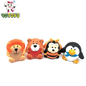 Colorful Cute Baby Mini Rubber Teddy Pig Penguin Animals Water Squirting Bath Toy for Kids Infant