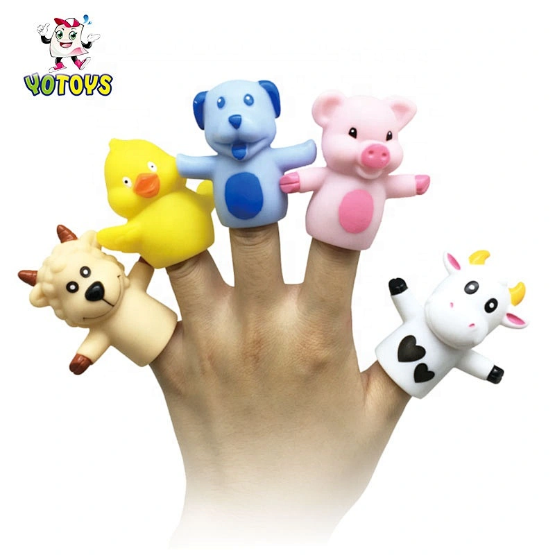 Hot Selling Manufacturer Price 5pcs Farm Animal Family Finger Puppets Bath Educational Toy for Kids