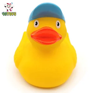 Wholesale China manufacturer rubber duck with hat baby shower water beach bath ducky toy for kids child