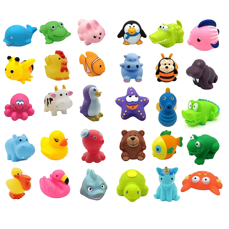 Fishing Game Sea Animal rubber duck bulk assortment Figure water Squirt Bath Tub Toy Set for Kids Gift