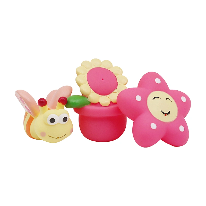 Wholesale PVC Small Garden Flower Insect Animals Baby Squirt water spray Bath game Toys for Kids girl