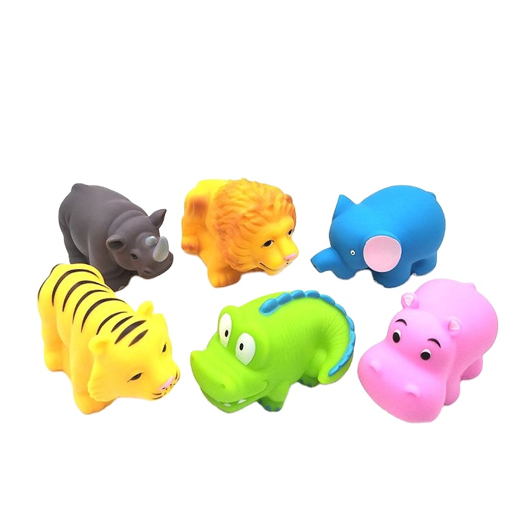 Eco Friendly Forest Wild Animal Educational Soft Rubber Elephant Lion Hippo Bath Tub toys for Kids