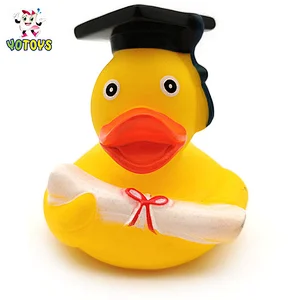Yellow Rubber Duck with Bachelor Hat Graduation Gift student teacher character bath toys for kids
