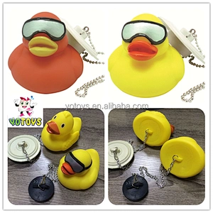 wholesale china plastic baby Bath tub stopper with floating duck bath toy Plug stopper for Children