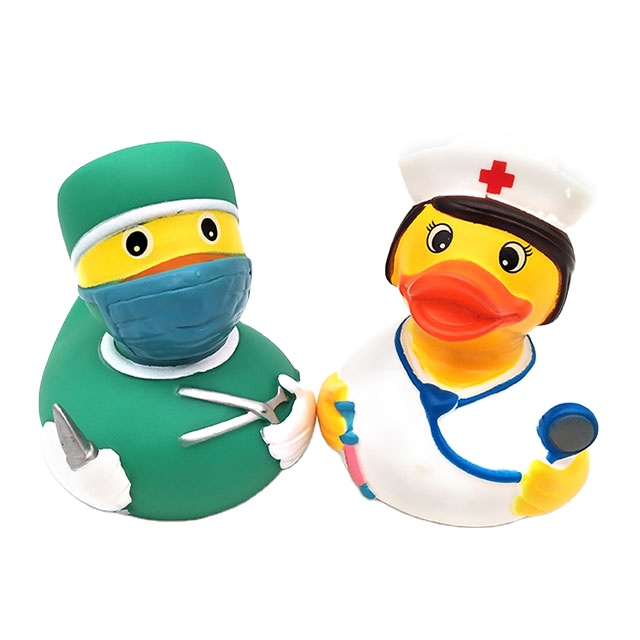 eco friendly vinyl Plastic PVC Nurse Doctor character Ducky Baby Bath Duck Bathtub Toys Set for Kids