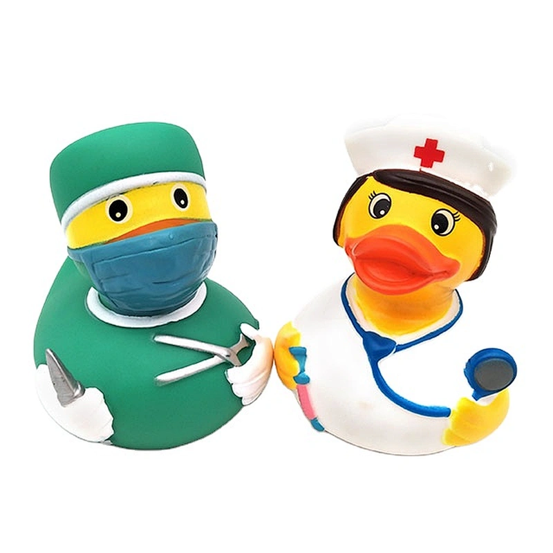 eco friendly vinyl Plastic PVC Nurse Doctor character Ducky Baby Bath Duck Bathtub Toys Set for Kids
