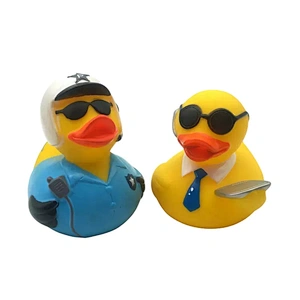 Factory Eco Friendly Plastic Toy Squeaky Toys Yellow Rubber Duck with Glasses Baby Bath Toys for Kids