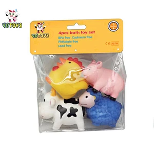 Cadmium Free Baby Farm Animal Bath Toy Set with Squirters