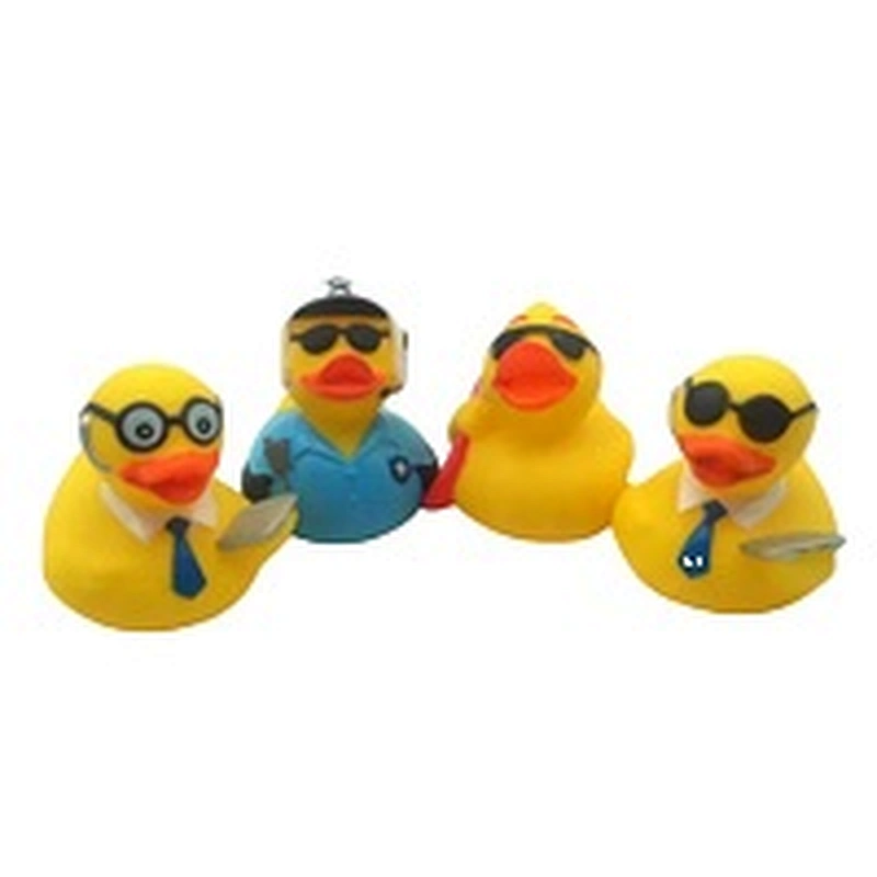 Factory Eco Friendly Plastic Toy Squeaky Toys Yellow Rubber Duck with Glasses Baby Bath Toys for Kids