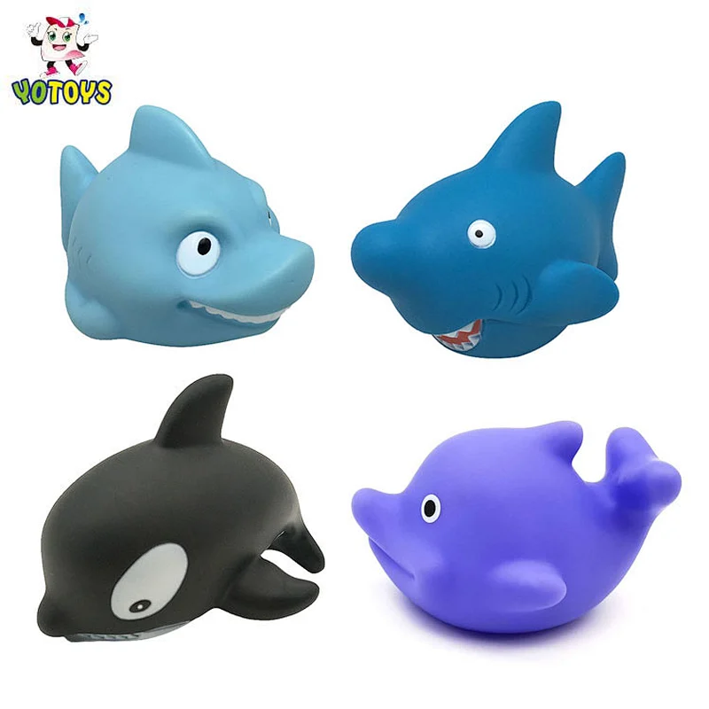 Juguetes Soft Rubber Plastic Small Shark Animal Characters Squirting Water Shower Bath Toy for Kids
