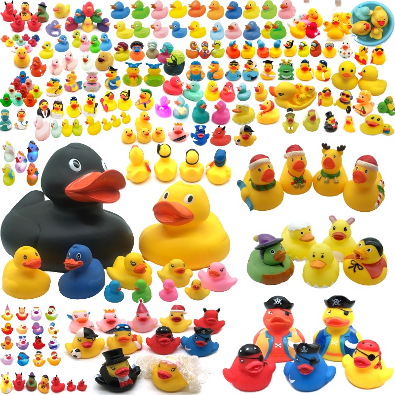Custom PVC  Plastic Duckie  Rubber Duck with Sound Floating Squeaky Shower Bath Toy Rubber Duck for Kids
