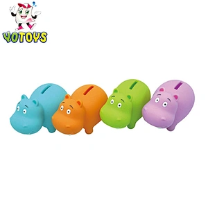 Eco Friendly Soft Pvc Hippo Teddy Bear Piggy Sheep Box Bank Animal Money Bank Slot Toys for Babies