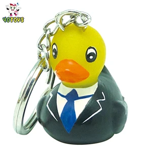 Custom Pvc 3d Soft Rubber Duck Key Chain Key Ring Bride Groom Couple Keychain Toy Promotional Gift