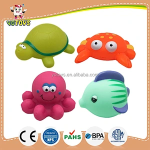 Eco Friendly Vinyl Shark Turtle Crocodile Rubber Octopus Crab Sea Animals Shower Bath tub Toy for Kids