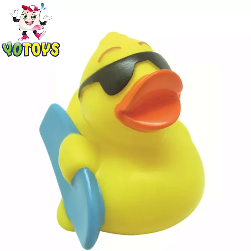Factory Eco Friendly Plastic Toy Squeaky Toys Yellow Rubber Duck with Glasses Baby Bath Toys for Kids