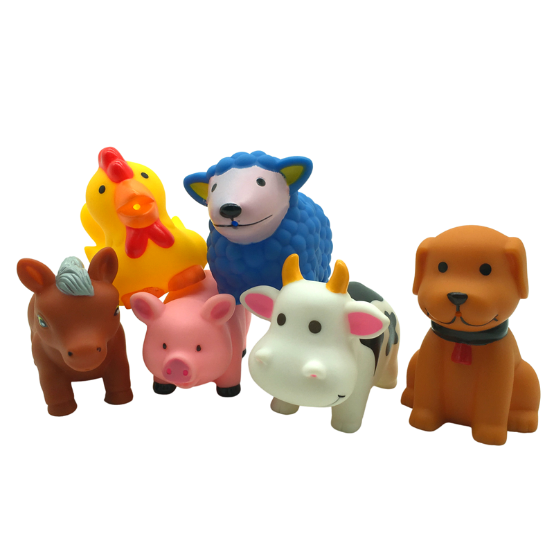 Brinquedos China Plastic Farm Animal Squirt Soft Plastic Dog Baby Bath Toys in Bulk for Kids