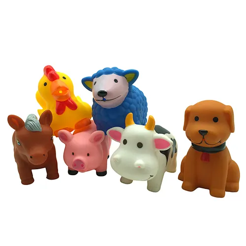 Brinquedos China Plastic Farm Animal Squirt Soft Plastic Dog Baby Bath Toys in Bulk for Kids
