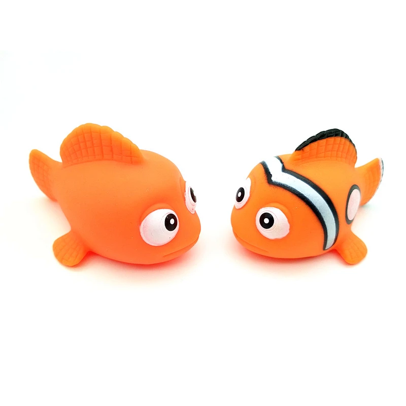 Floating Pink striped fish squirter Clown Fish toys Cartoon pvc bathing toys for toddlers