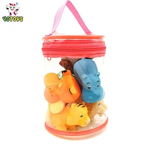 Juguetes Rubber Plastic PVC Jungle Zoo Animal Figure Children Water Toys Set for Baby Bathing Gift