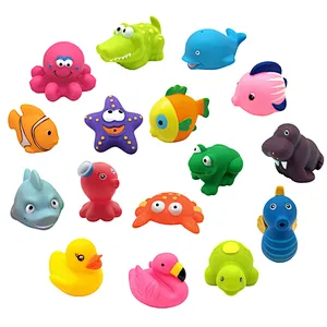 Fishing Game Sea Animal rubber duck bulk assortment Figure water Squirt Bath Tub Toy Set for Kids Gift