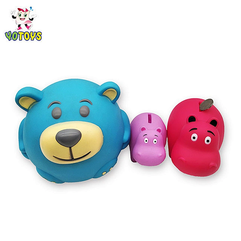 Eco Friendly Soft Pvc Hippo Teddy Bear Piggy Sheep Box Bank Animal Money Bank Slot Toys for Babies