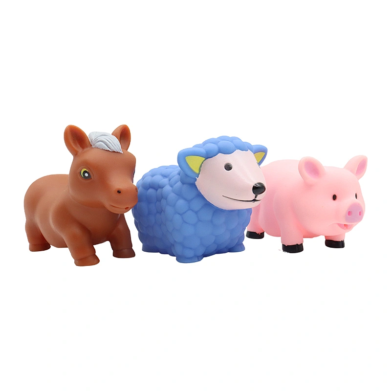 Soft Plastic Rubber Farm Animals Characters Figures Toy Water Shower Bath Game Toys for Girl Baby Kid