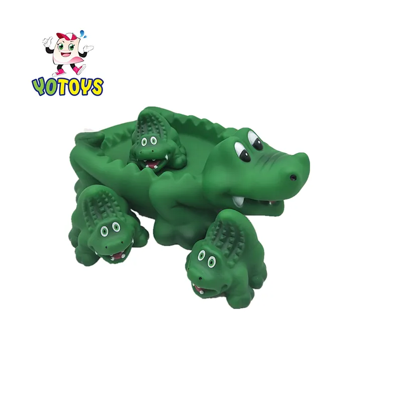 Vinyl Rubber Dolphin Crocodile Floating Animal Family Baby Toys Set Squeaky Bath Toys for Kids