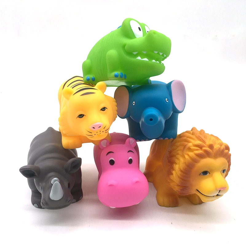 Hippo tiger elephant lion crocodile Pvc Plastic Rubber animal Bath Shower Water bathtub Toys for Baby