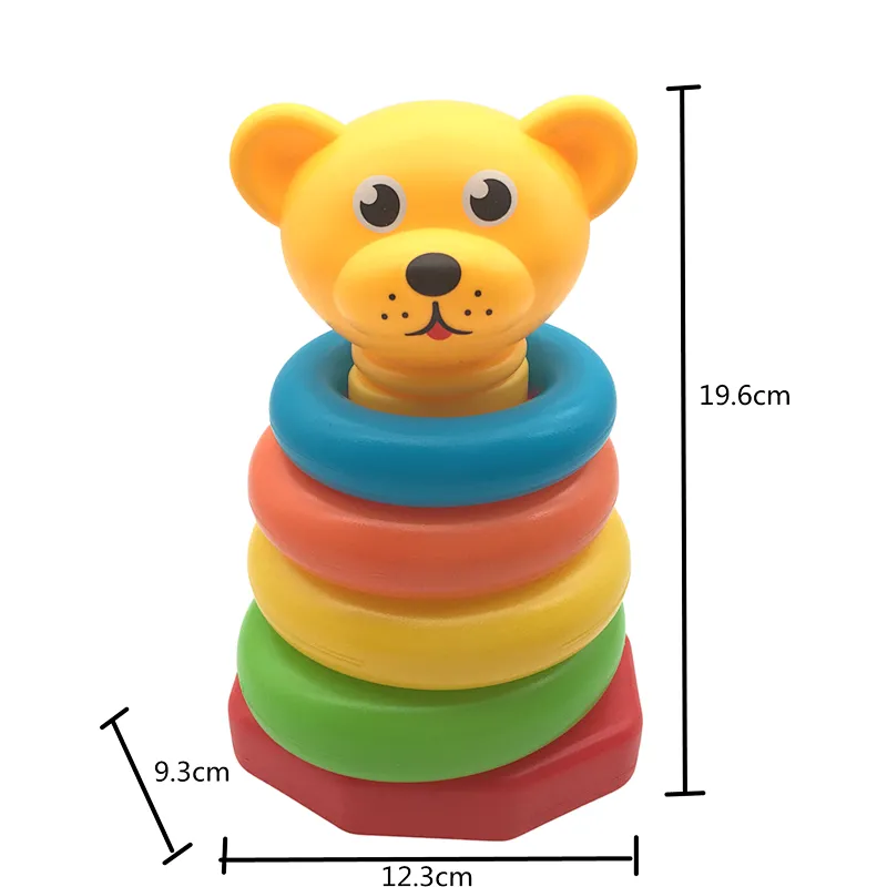 Plastic Diy Stacking Up Animal Teddy Bear Floating Montessori Educational Bath Toys for Baby Infant