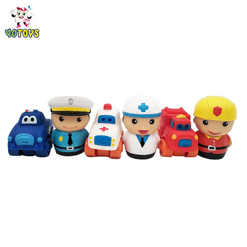 New Design police car ambulance fireman toys rubber run car plastic diy Assemble toys for kids child