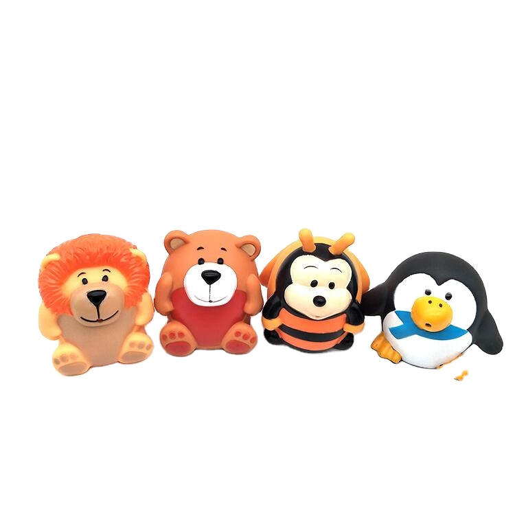 New design Lovely rubber small animal baby toys cute monkey toys zoo animal bath toy sets for children
