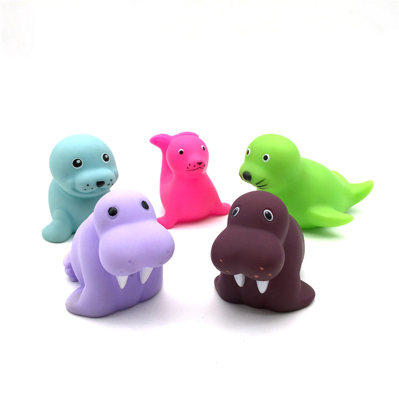 Eco friendly Wholesale Custom Ocean Sea Lion seal Animal PVC squirt Squeaky baby Bath Tub Toy for Kid