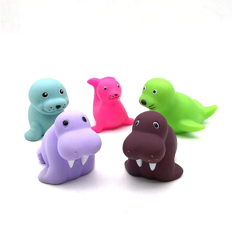 Eco friendly Wholesale Custom Ocean Sea Lion seal Animal PVC squirt Squeaky baby Bath Tub Toy for Kid