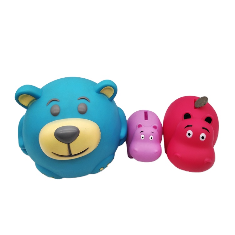 Wholesale Pvc Plastic Vinyl Small Animal Money Piggy Boxes Hippo Teddy Bear Piggy Bank Toy for Toddler