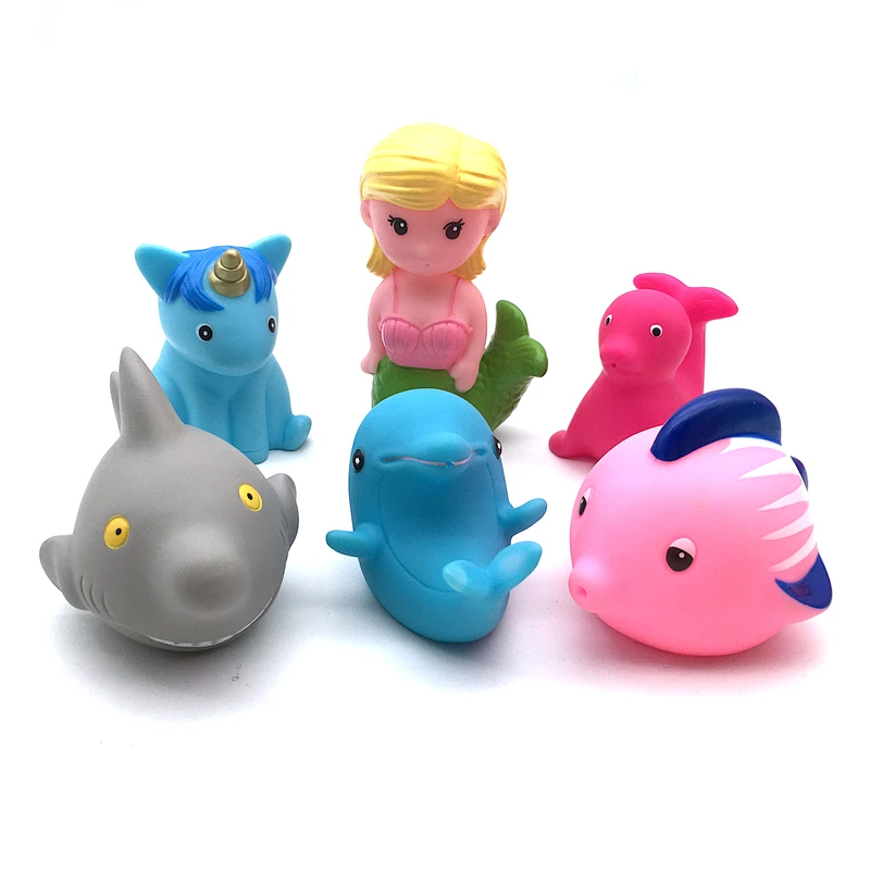 2022 Eco Friendly Ocean Sea Animal Figure Mermaid doll Squirting water games Bath time Toys for Baby