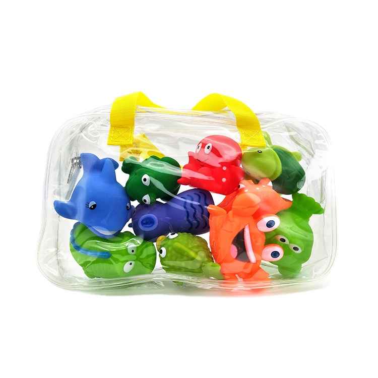 Eco-friendly PVC Rubber Duck Fish Plastic Sea Animal Toys water shower baby bath toys set for Children