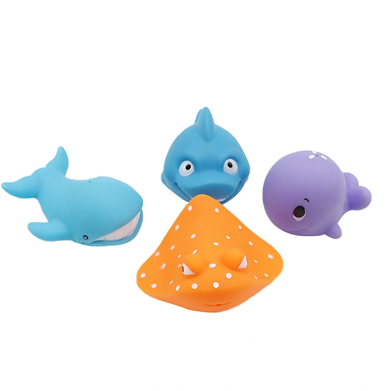 Dongguan factory plastic bath toys floating fish toy rubber fish baby gift set for baby children girls