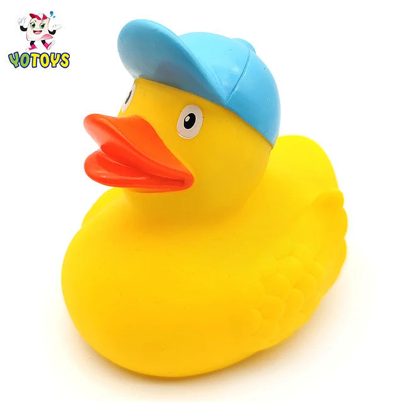 Wholesale China manufacturer rubber duck with hat baby shower water beach bath ducky toy for kids child