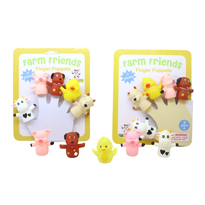 Custom Plastic Rubber Farm Animal Playing Game Pvc bath toys Decoration Finger Puppets for Kids