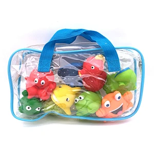 Fishing Game Sea Animal rubber duck Figure Game Toys water Squirt Bath Tub Toy Set for Kids Gift