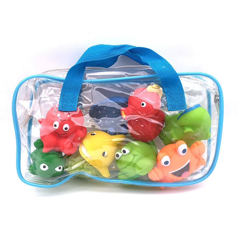 Fishing Game Sea Animal rubber duck Figure Game Toys water Squirt Bath Tub Toy Set for Kids Gift